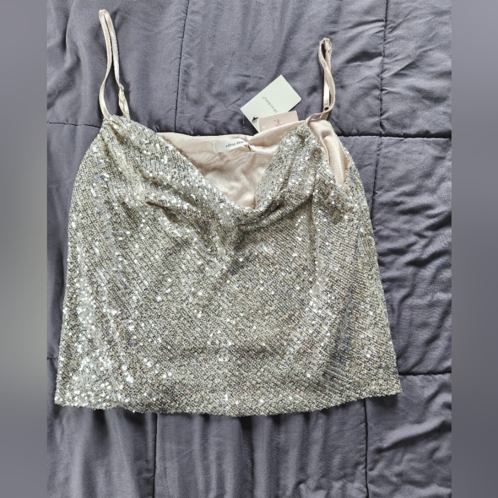 S champagne sequin top